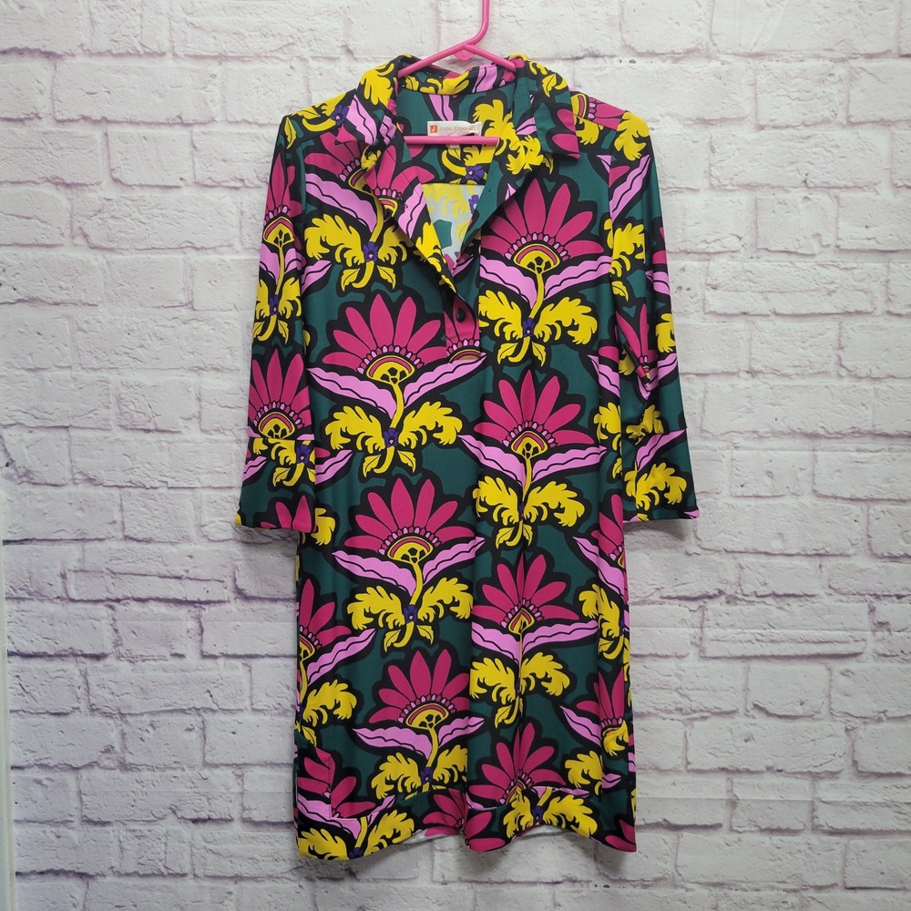 Jude Connally Bold Floral Dress Size‎ S Babe Grand Florie Retro Dramatic Artsy